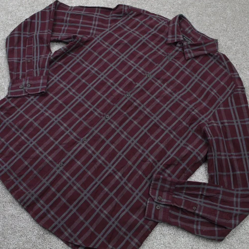 Banana Republic Luxe Flannel Shirt Adult XL Red Camden Fit‎ Cotton L/S Button Up
